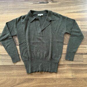 Madewell Merino Wool Polo Sweater in Dark Green
